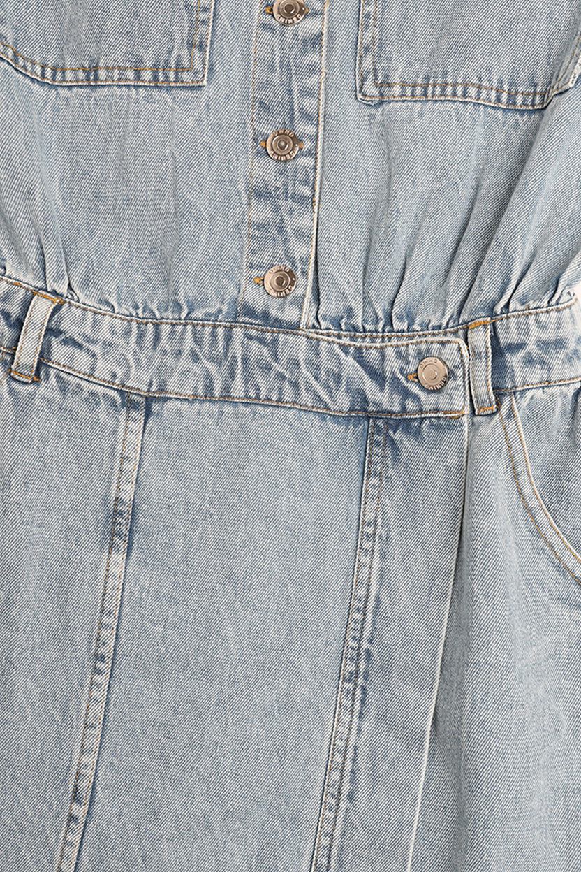 Womens Light Blue Washed Denim Shirt Mini Dress - Image 8