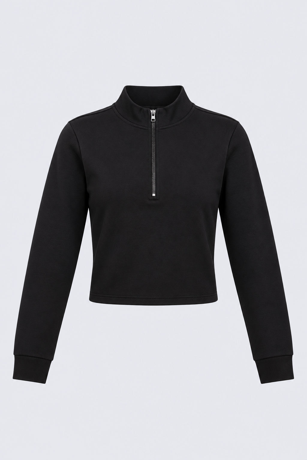 Womens Black Half Zip Crop Top - Image 6