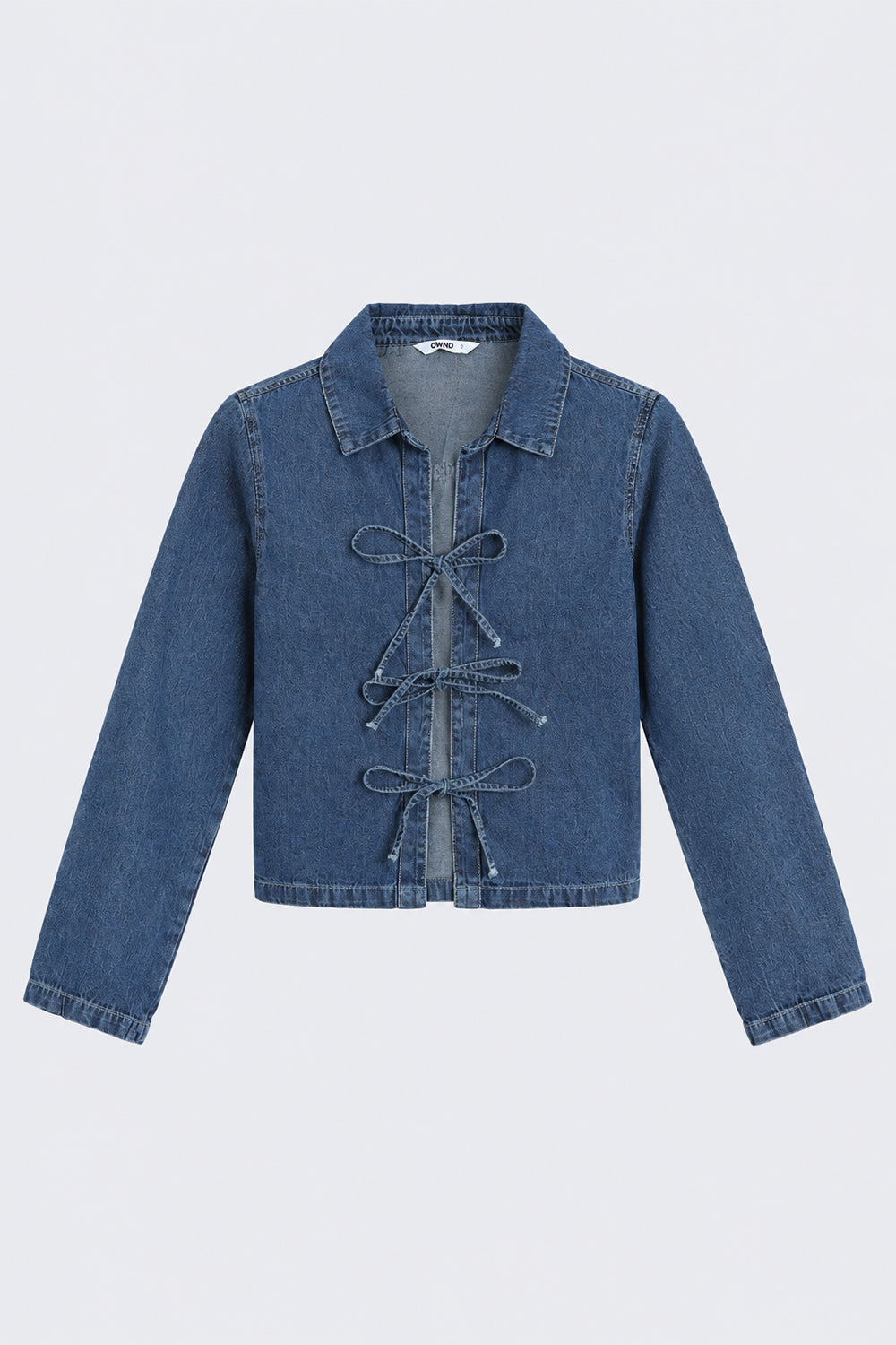 Womens Navy Front Tie Denim Crop Top - Image 7