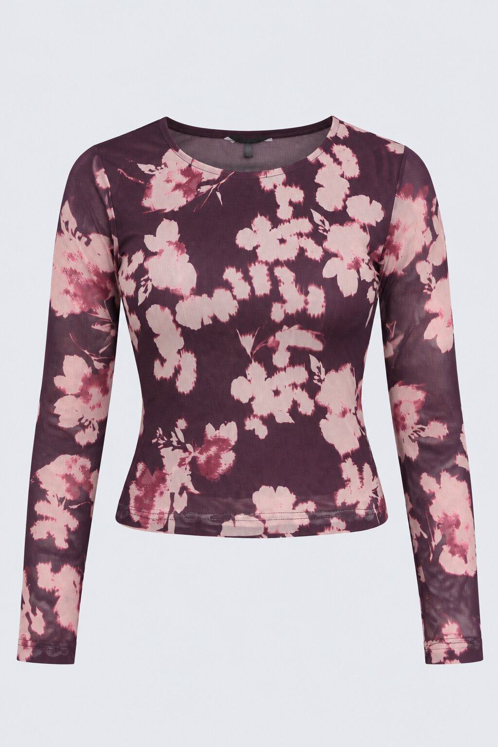 Womens Purple Floral Mesh Crop Top - Image 7