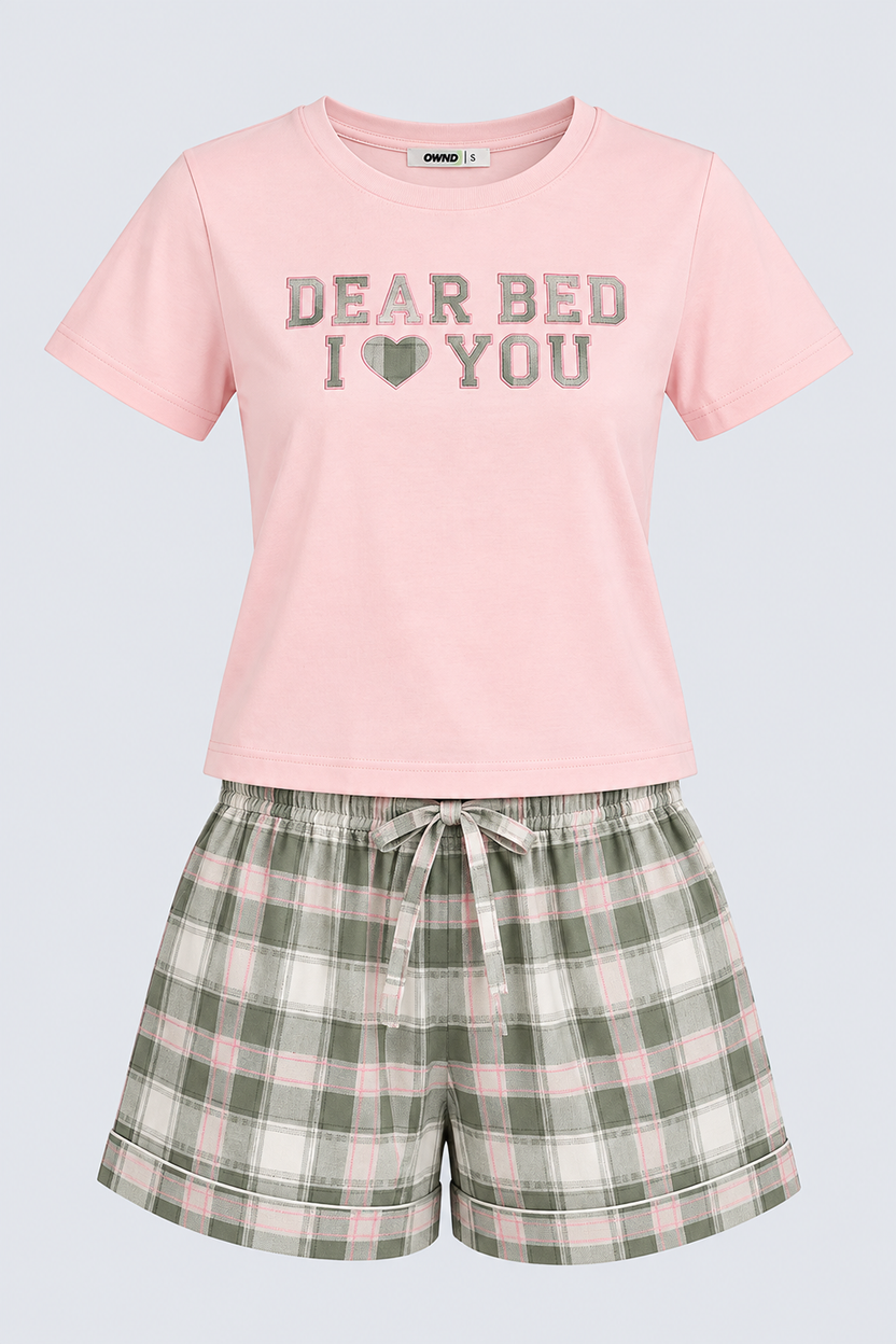 Womens Relaxed Fit Green Checked Night Suit - Image 7