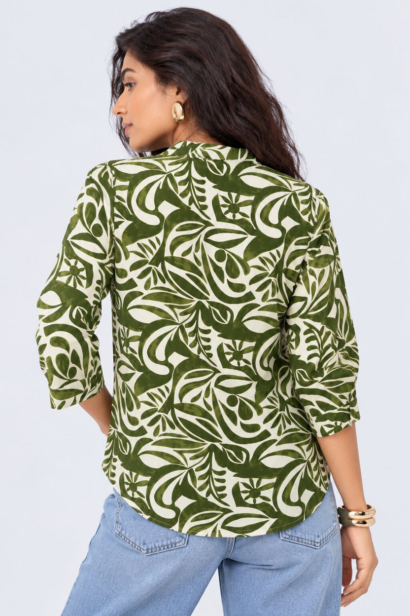 Womens Regular Fit Olive Abstract Print Tunic - Image 5