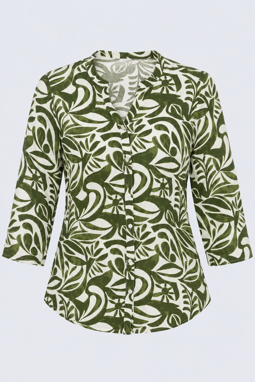Womens Regular Fit Olive Abstract Print Tunic - Image 7