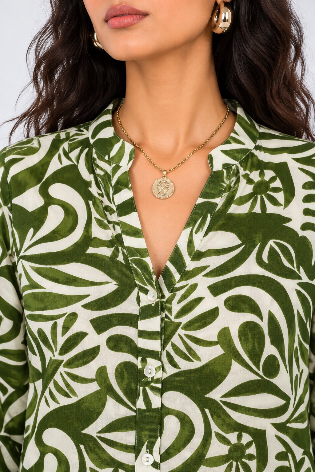 Womens Regular Fit Olive Abstract Print Tunic - Image 9