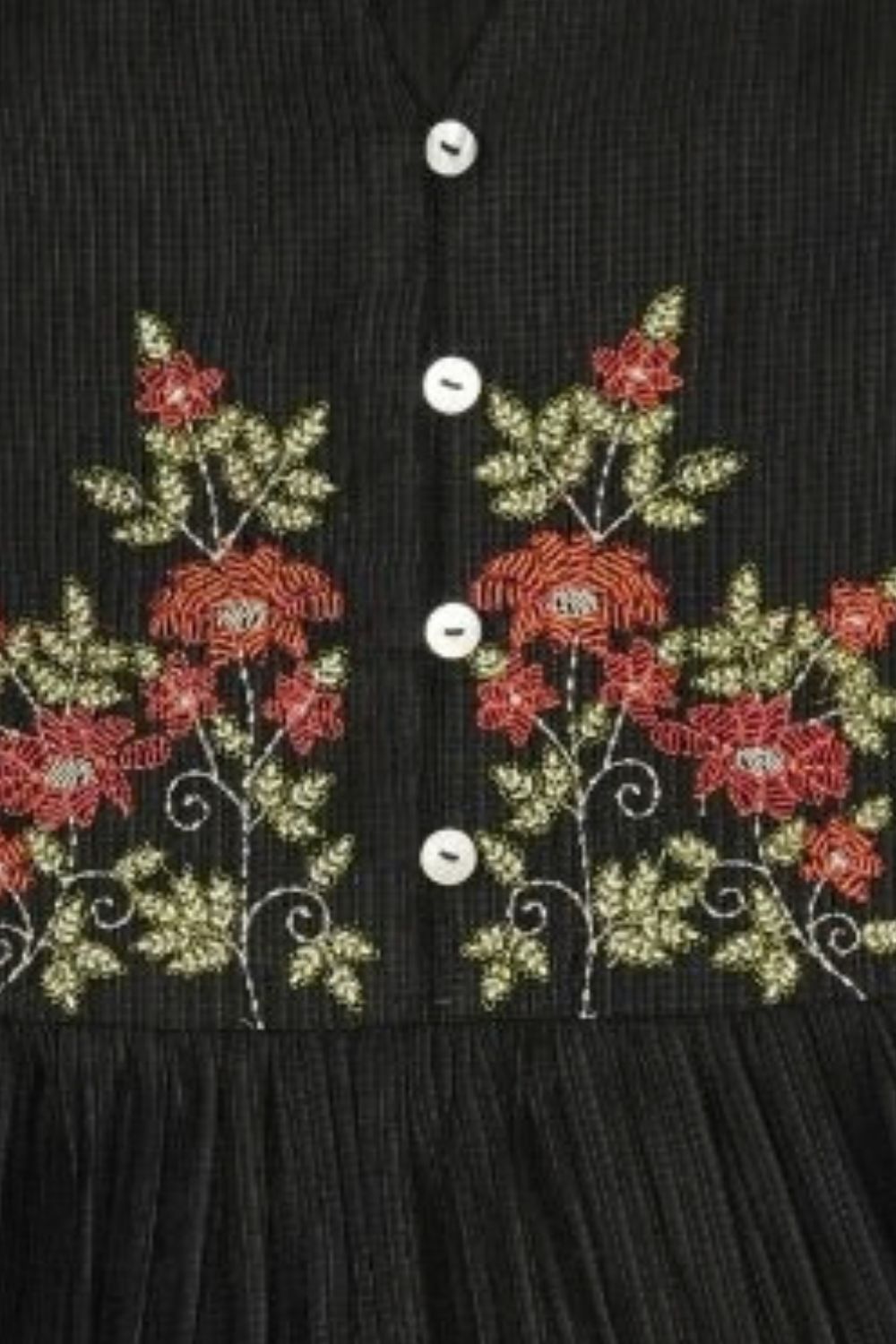 Womens Flared Black Embroidered Kurta Palazzo Set - Image 8
