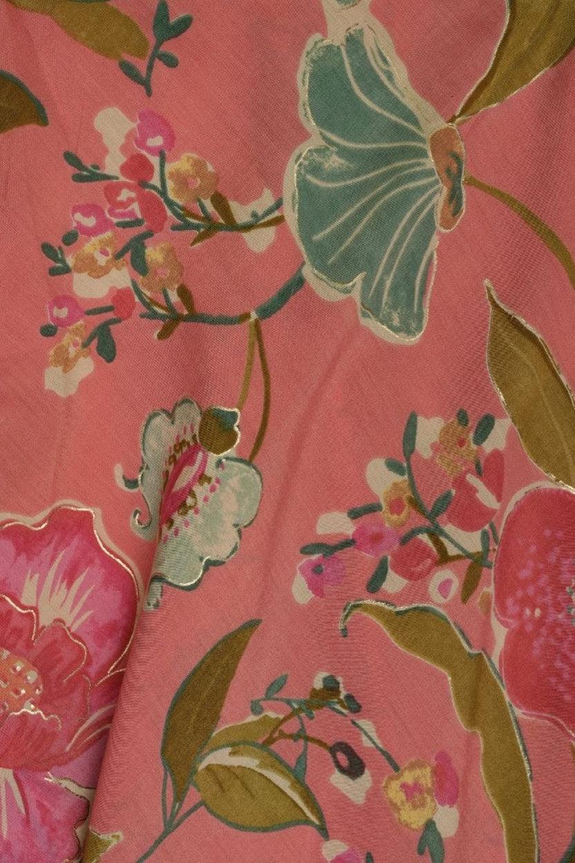 Womens Pink Floral Flared Maxi Skirt - Image 8
