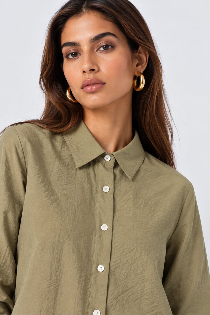 Womens Green Crinkle Co-ord Set - Image 3