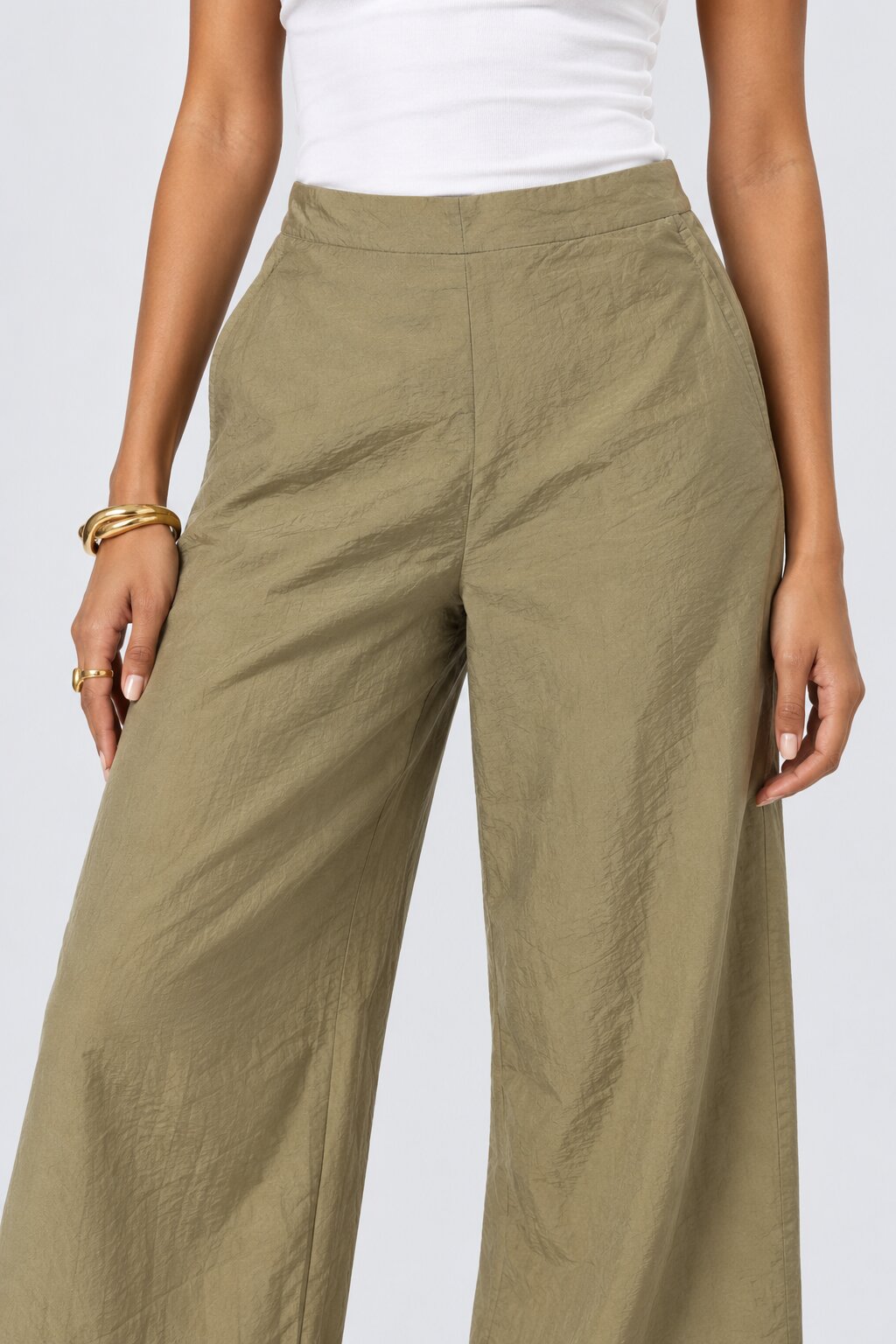 Womens Green Crinkle Co-ord Set - Image 4