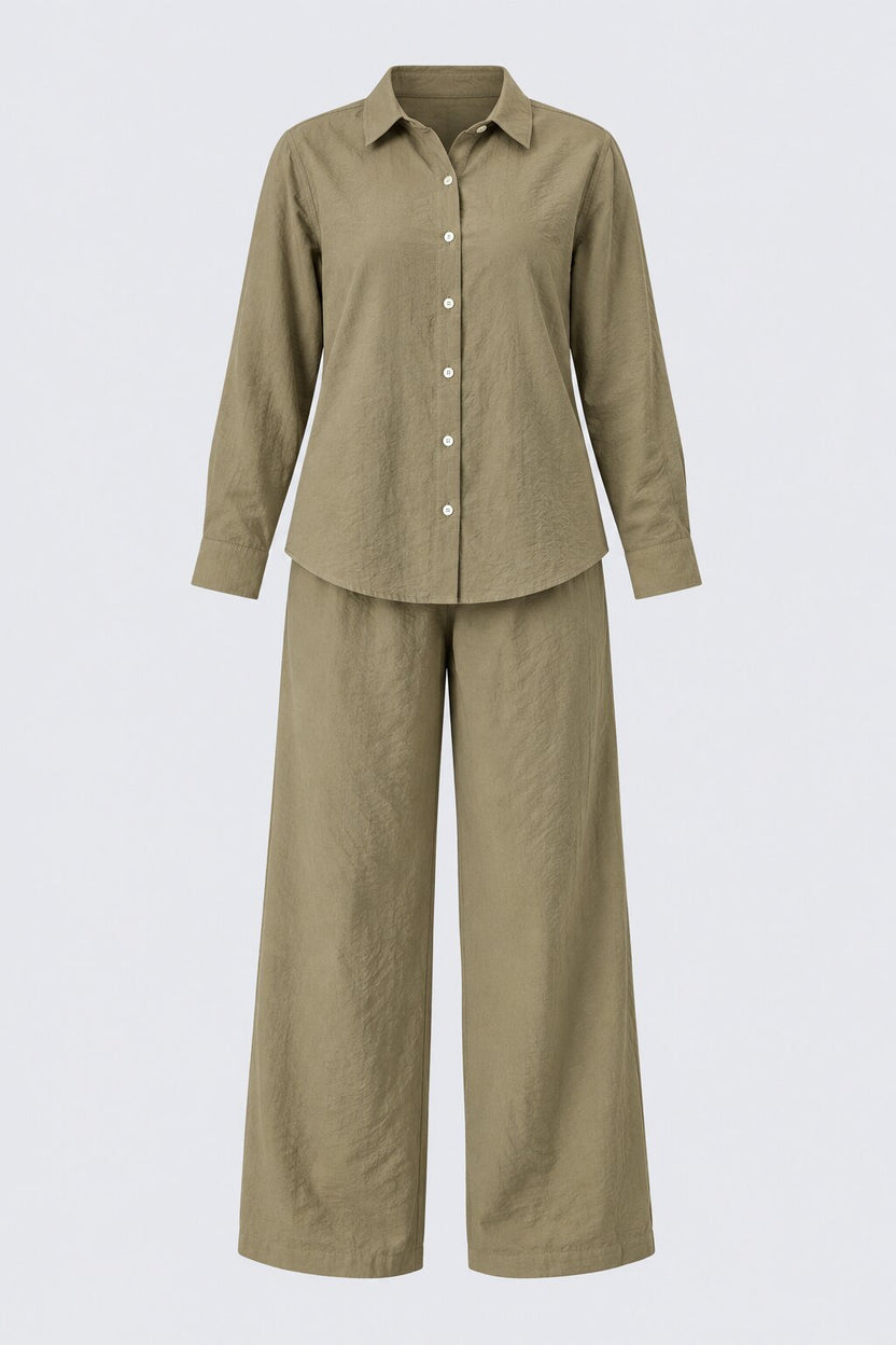 Womens Green Crinkle Co-ord Set - Image 7