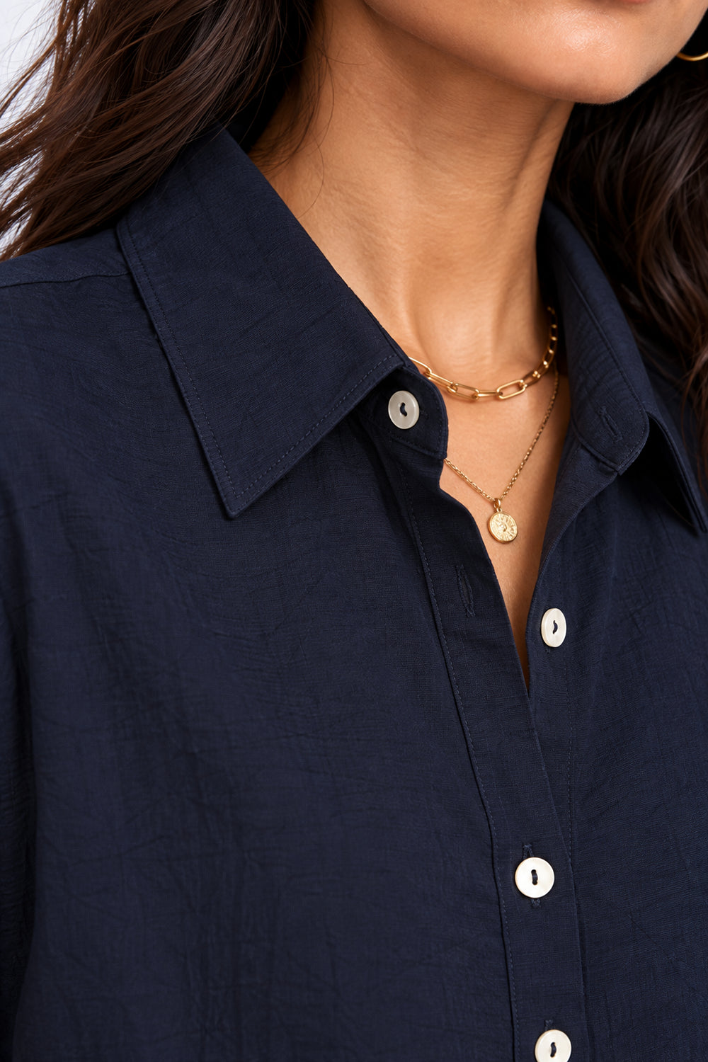Womens Navy Crinkle Co-ord Set - Image 3