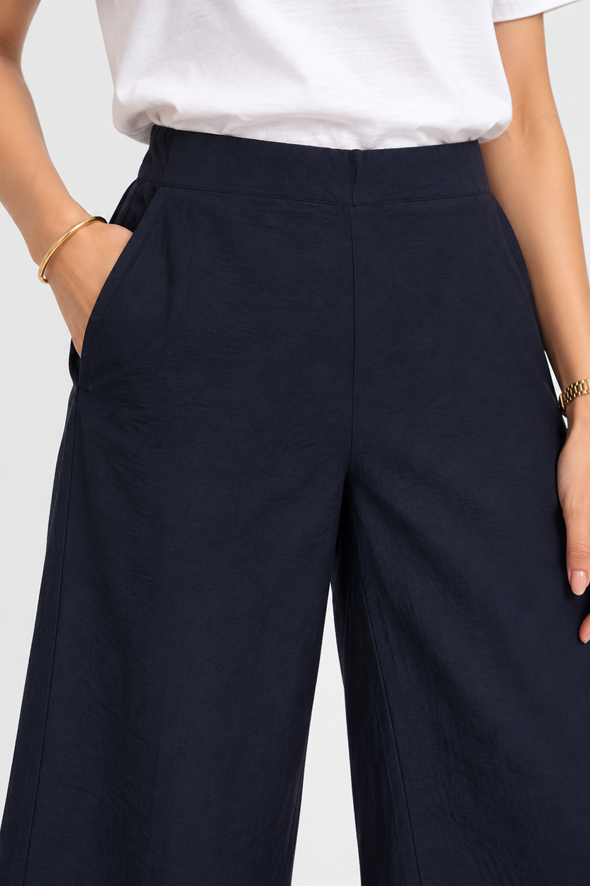 Womens Navy Crinkle Co-ord Set - Image 4
