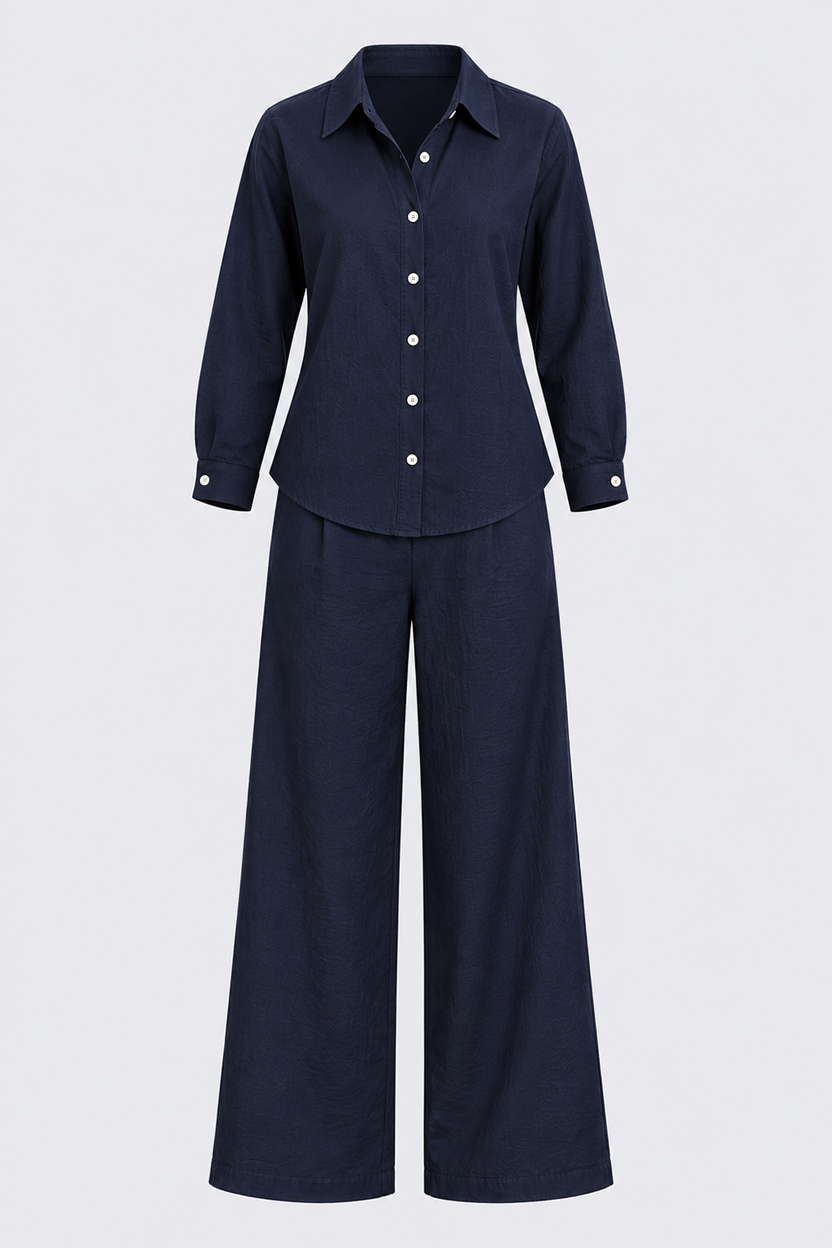 Womens Navy Crinkle Co-ord Set - Image 7
