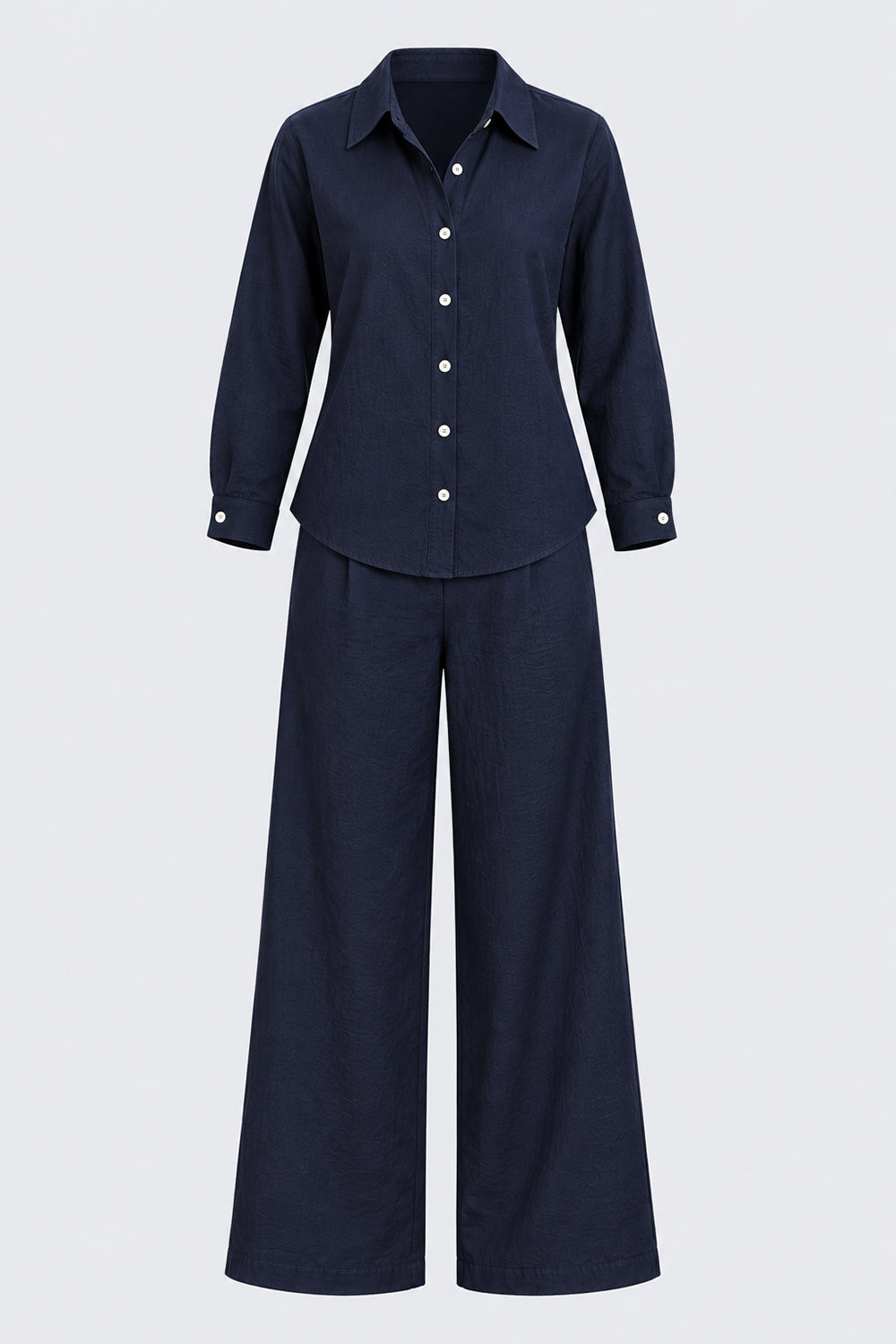 Womens Navy Crinkle Co-ord Set - Image 7