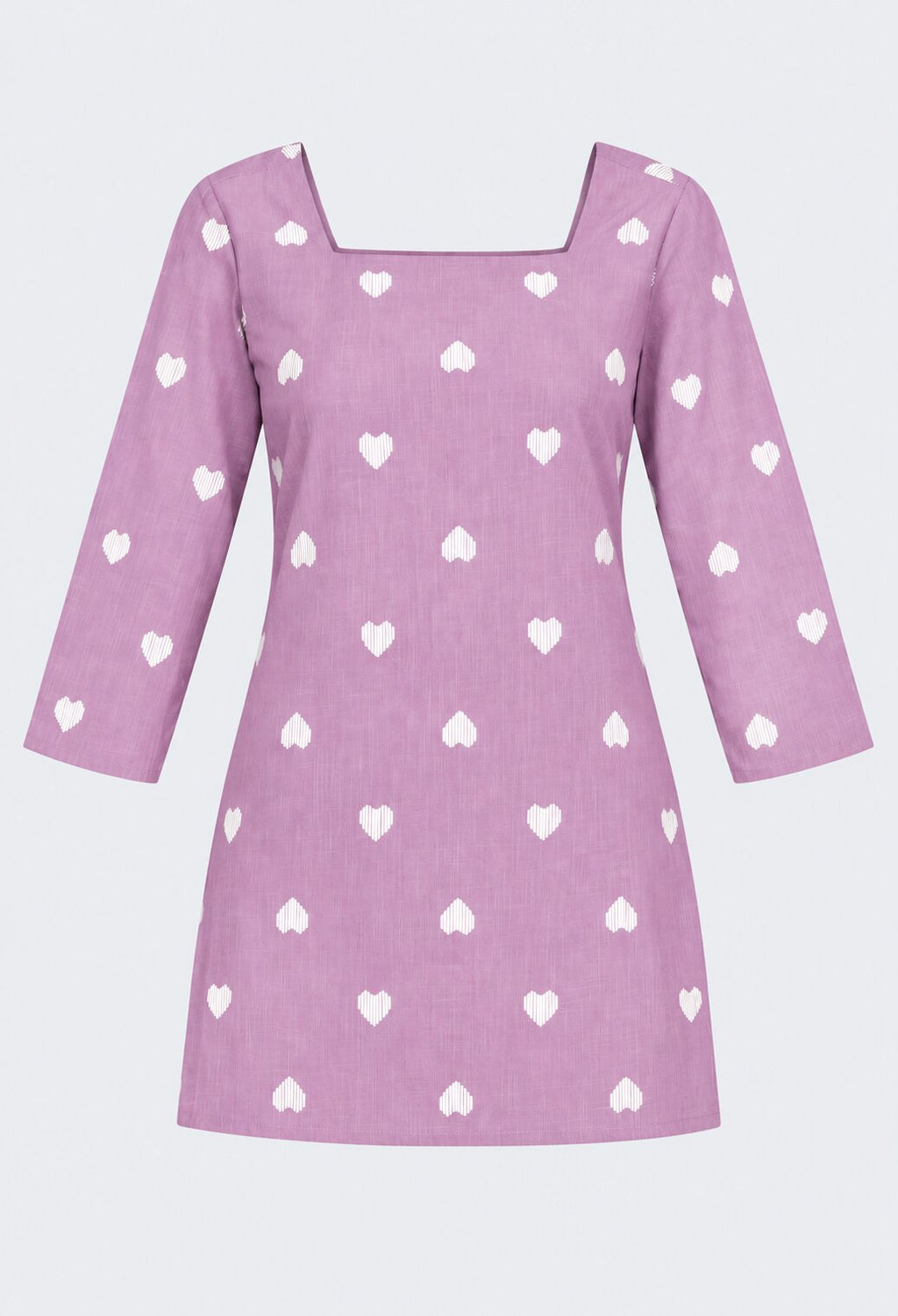 Womens Lilac Heart Print Cotton Tunic - Image 6