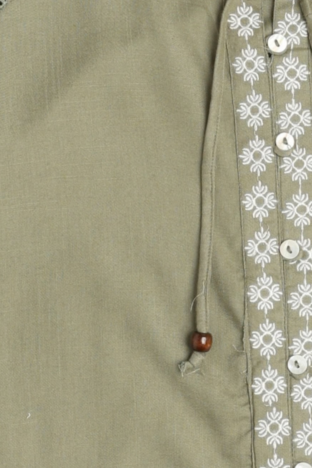 Womens Green Embroidered Tie Neck Tunic - Image 8
