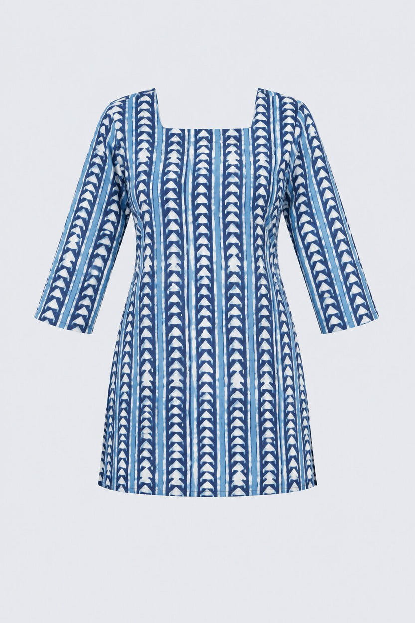 Womens Blue Cambric Straight Tunic - Image 7