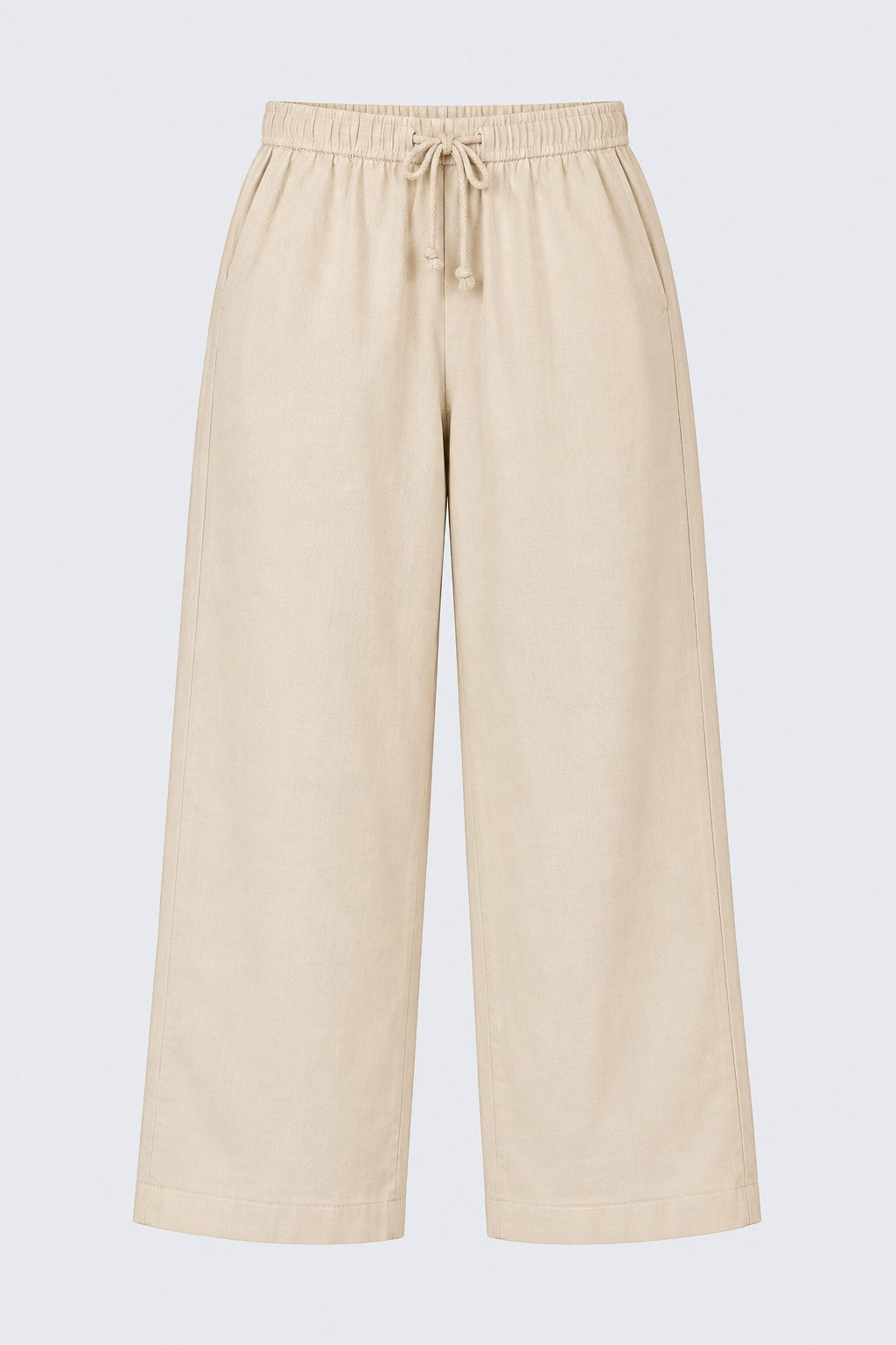 Womens Wide Leg Viscose Cream Solid Pant - Image 7