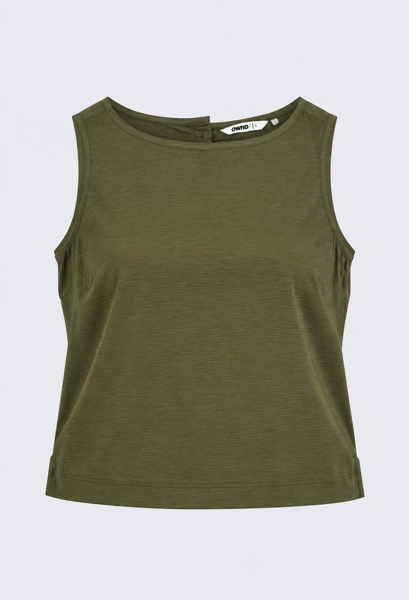 Womens Olive Textured Sleeveless Top - Image 7