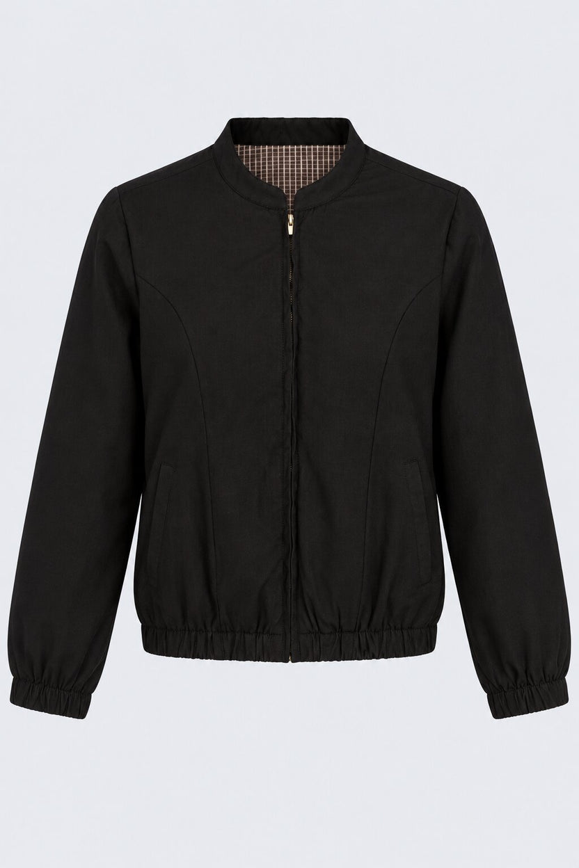 Womens Regular Fit Black Zip Front Jacket - Image 7