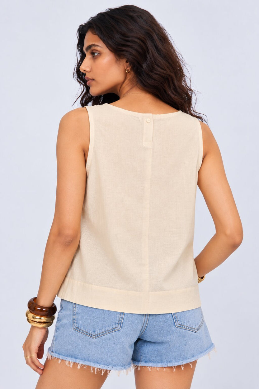 Womens Solid Sleeveless Round Neck Top - Image 5
