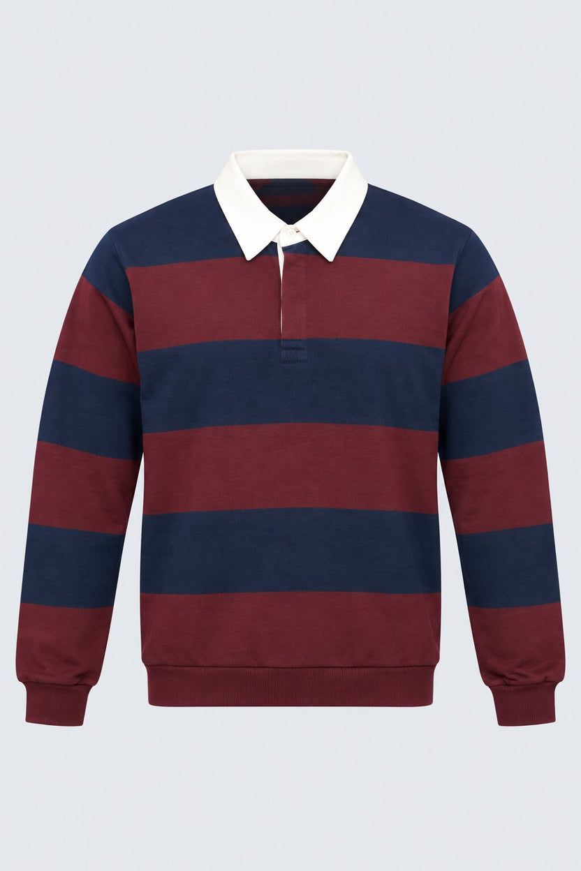 Mens Relaxed Fit Maroon Striped Sweatshirt - Image 7