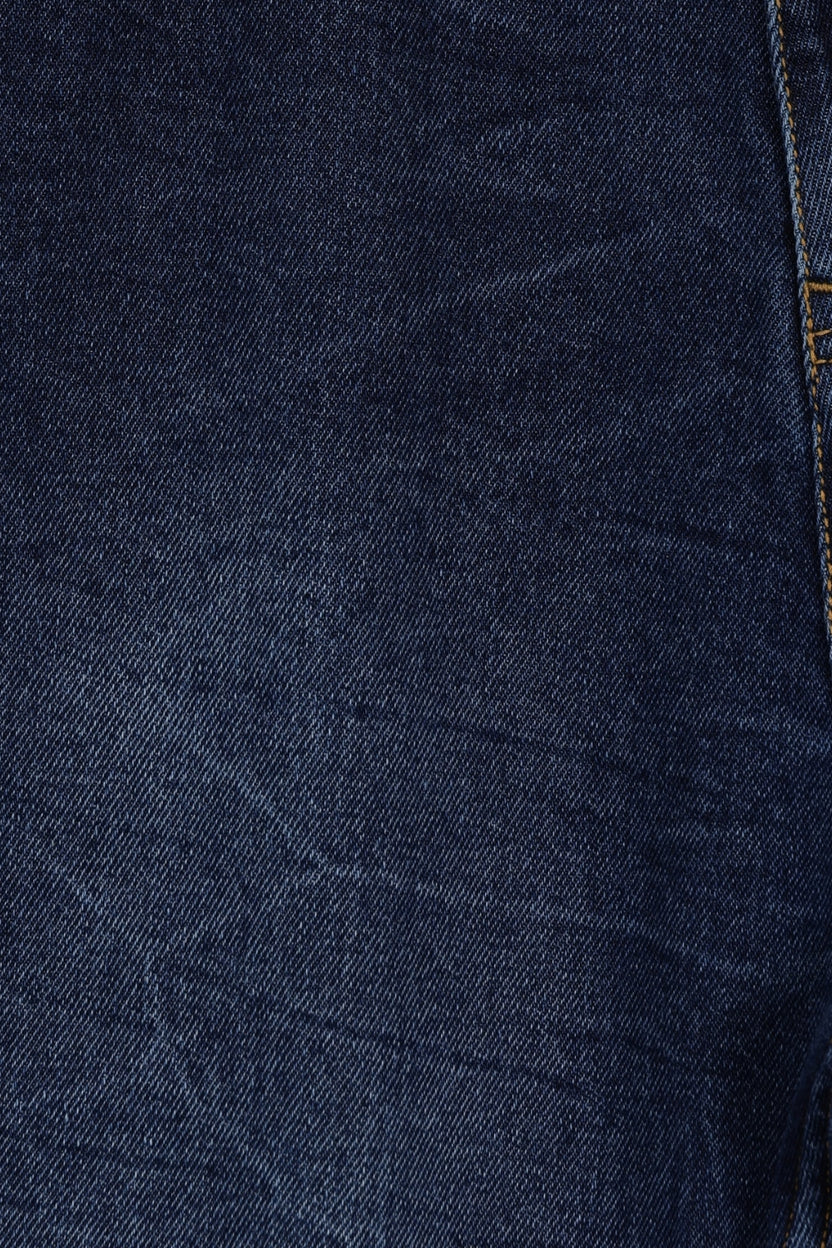 Mens Navy Crinkle-Washed Denim Jeans - Image 8