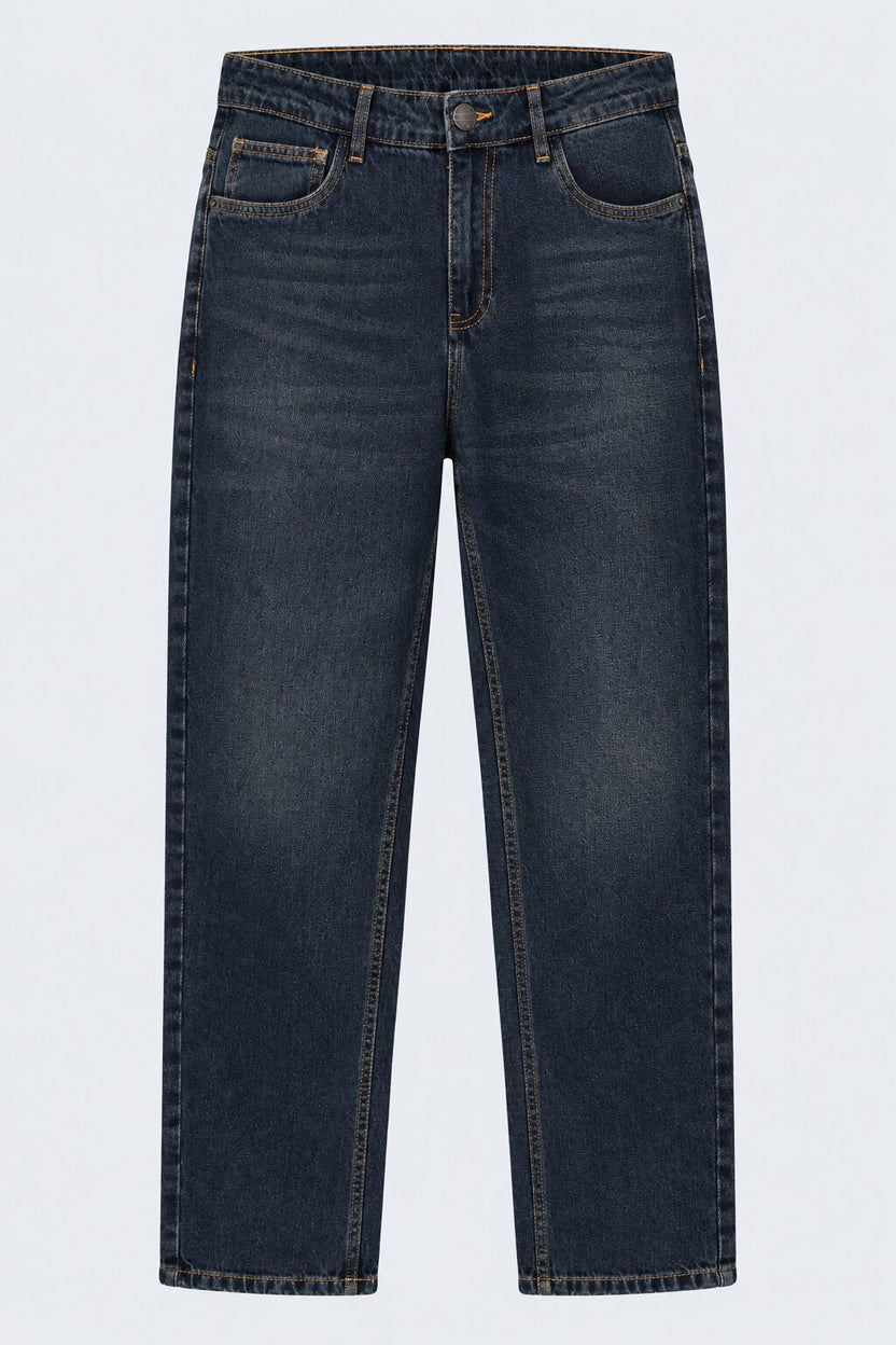 Mens Blue Tonal Print Regular Fit Jeans - Image 7