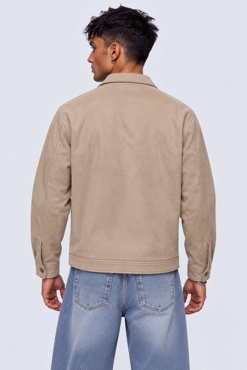 Mens Relaxed Fit Beige Utility Shaket - Image 5