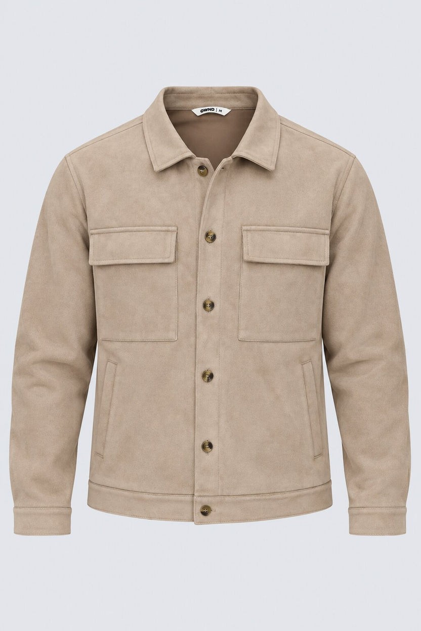 Mens Relaxed Fit Beige Utility Shaket - Image 7