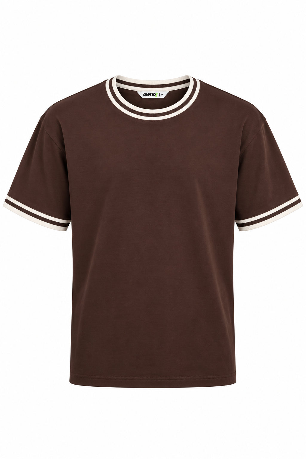 Mens Brown Solid Contrast Trim T-Shirt - Image 7
