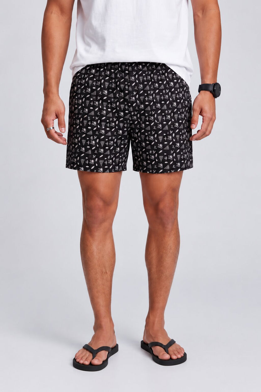 Mens Black Ice Cream Print Boxer - Image 1