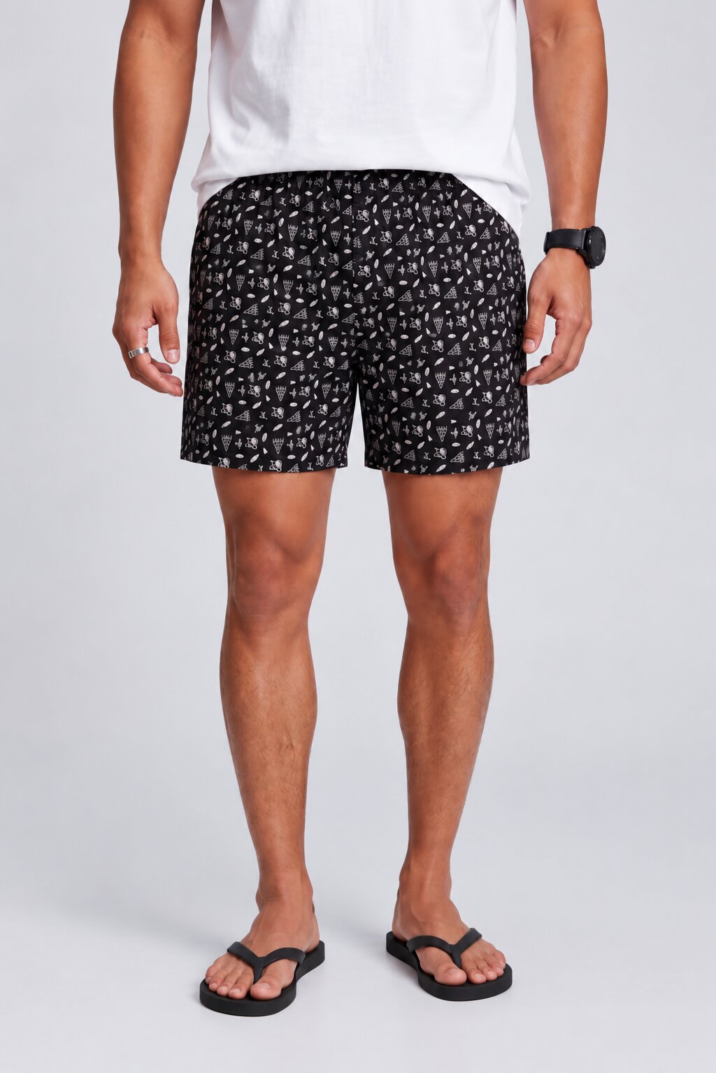 Mens Black Ice Cream Print Boxer - Image 1