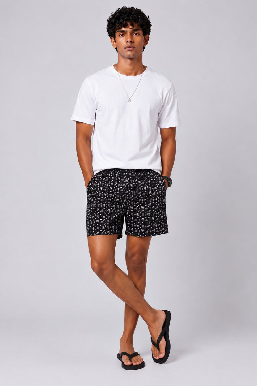 Mens Black Ice Cream Print Boxer - Image 6