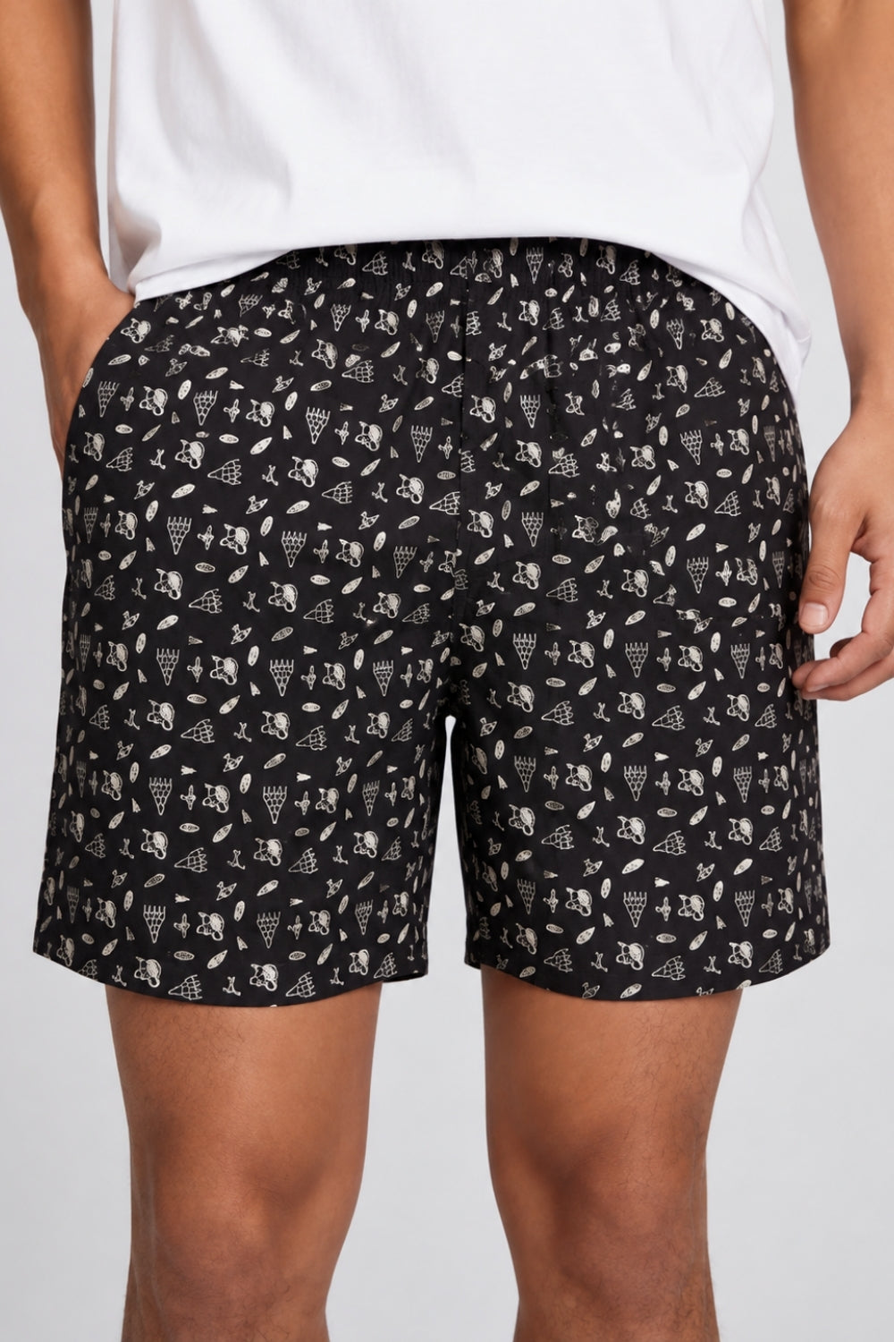 Mens Black Ice Cream Print Boxer - Image 9