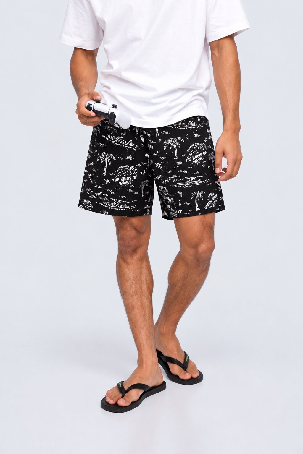 Mens Black Tropical Print Boxer - Image 1