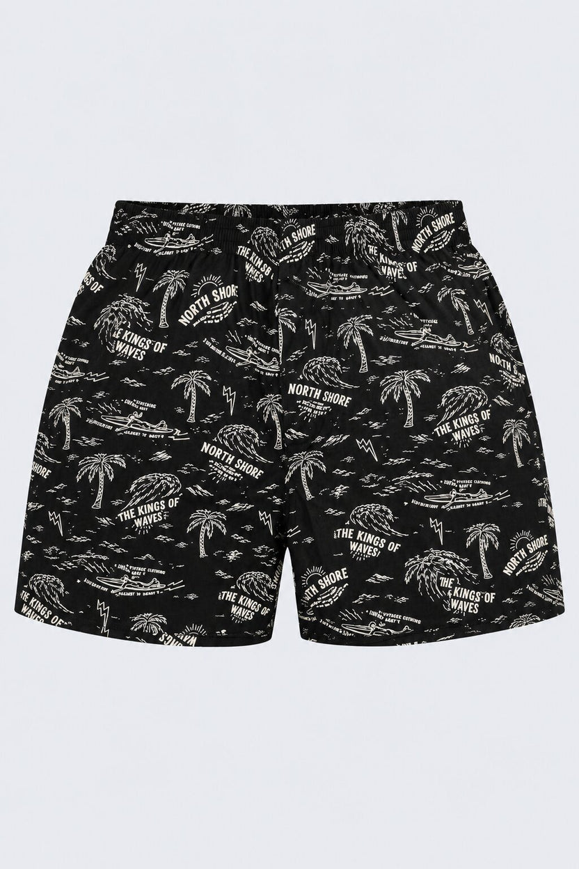 Mens Black Tropical Print Boxer - Image 7