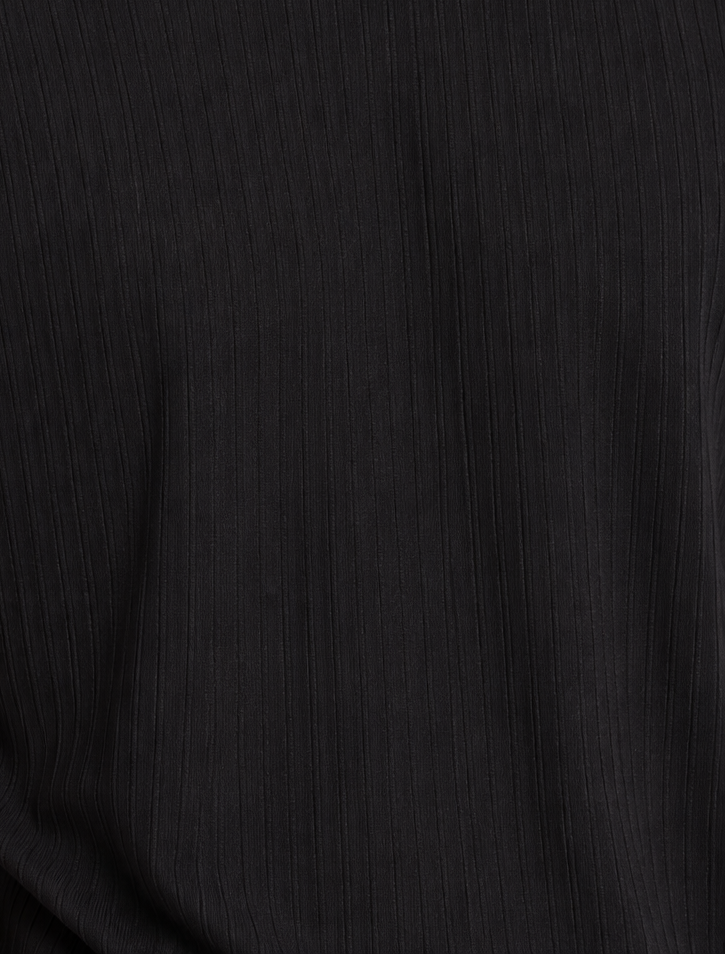 Mens Black Textured Ribbed Crew Neck T-Shirt - Image 8