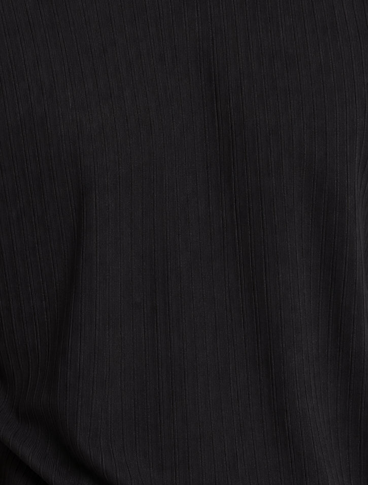 Mens Black Textured Ribbed Crew Neck T-Shirt - Image 8