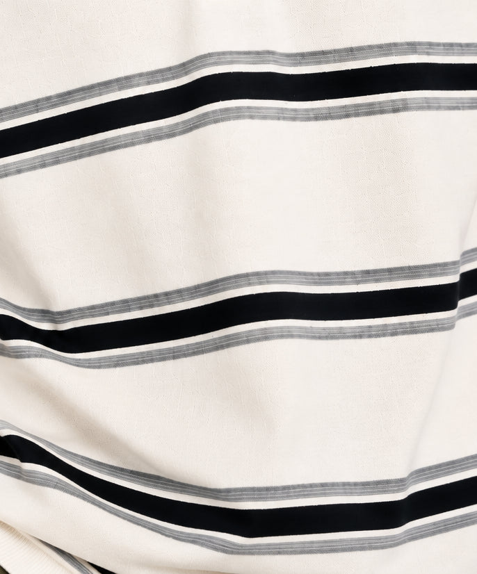 Mens Striped White Polo Collar T-Shirt - Image 8