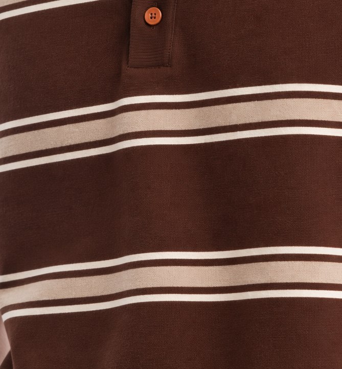 Mens Striped Brown Polo Collar T-Shirt - Image 8