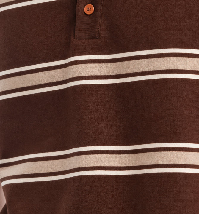 Mens Striped Brown Polo Collar T-Shirt - Image 8