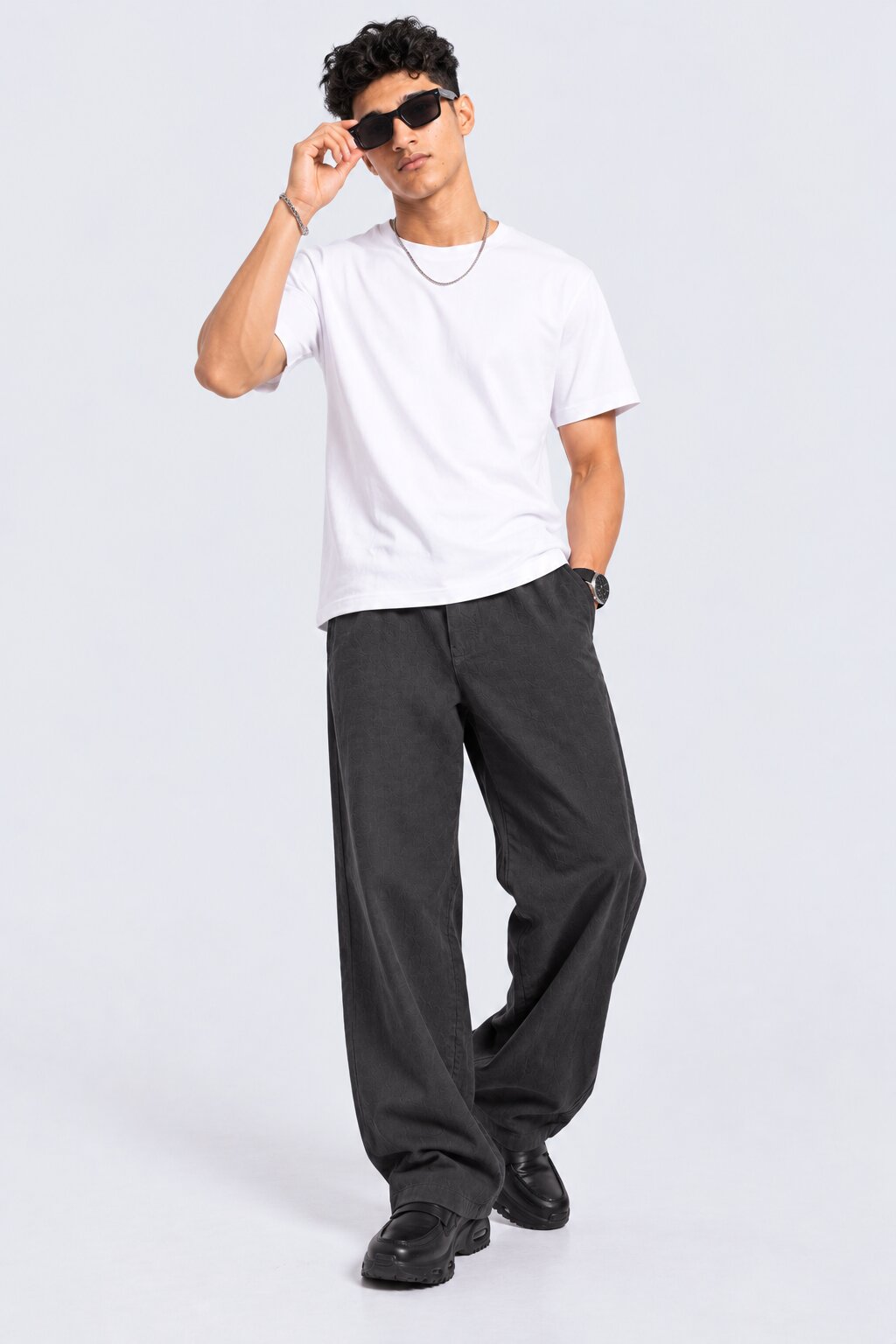 Mens Solid Black Regular Fit Drawstring Trouser - Image 6