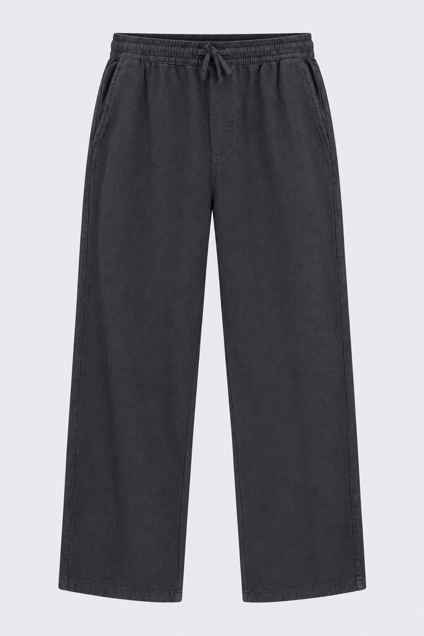 Mens Solid Black Regular Fit Drawstring Trouser - Image 7