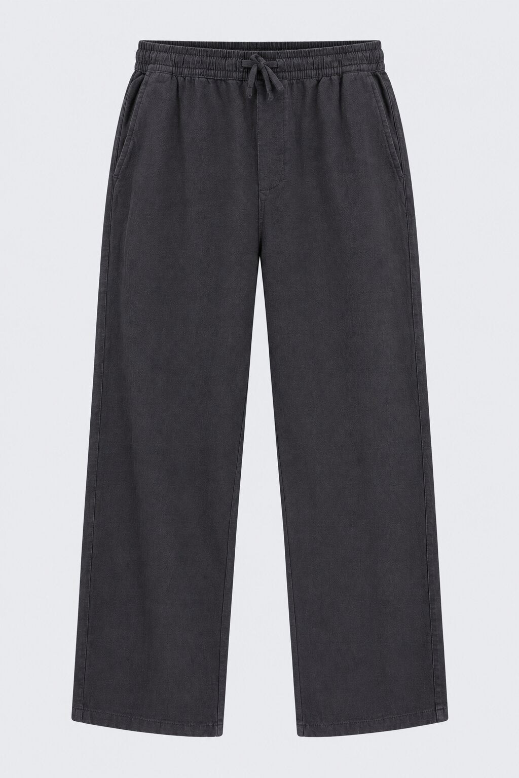 Mens Solid Black Regular Fit Drawstring Trouser - Image 7