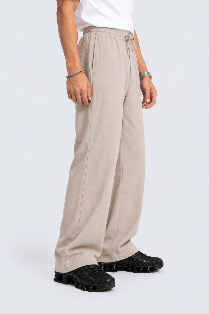 Mens Solid Cream Regular Fit Drawstring Trouser - Image 4