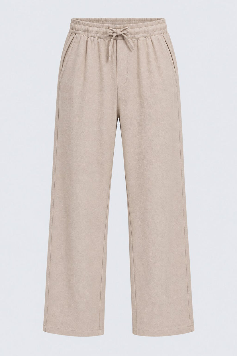 Mens Solid Cream Regular Fit Drawstring Trouser - Image 7