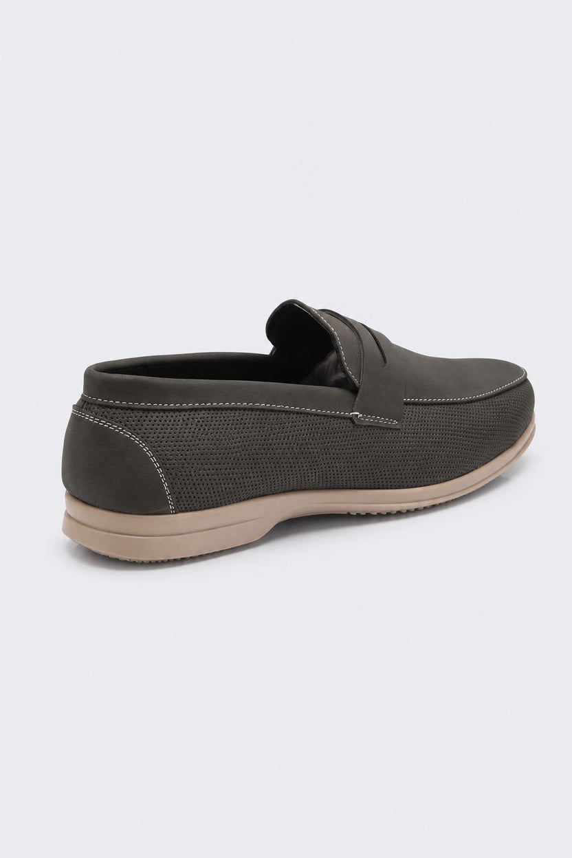 Mens Grey Textured Slip-On Penny Loafer - Image 3