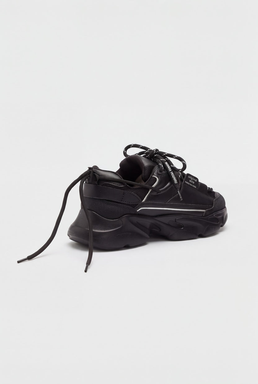 Mens Black Chunky Lace-Up Sneaker - Image 2