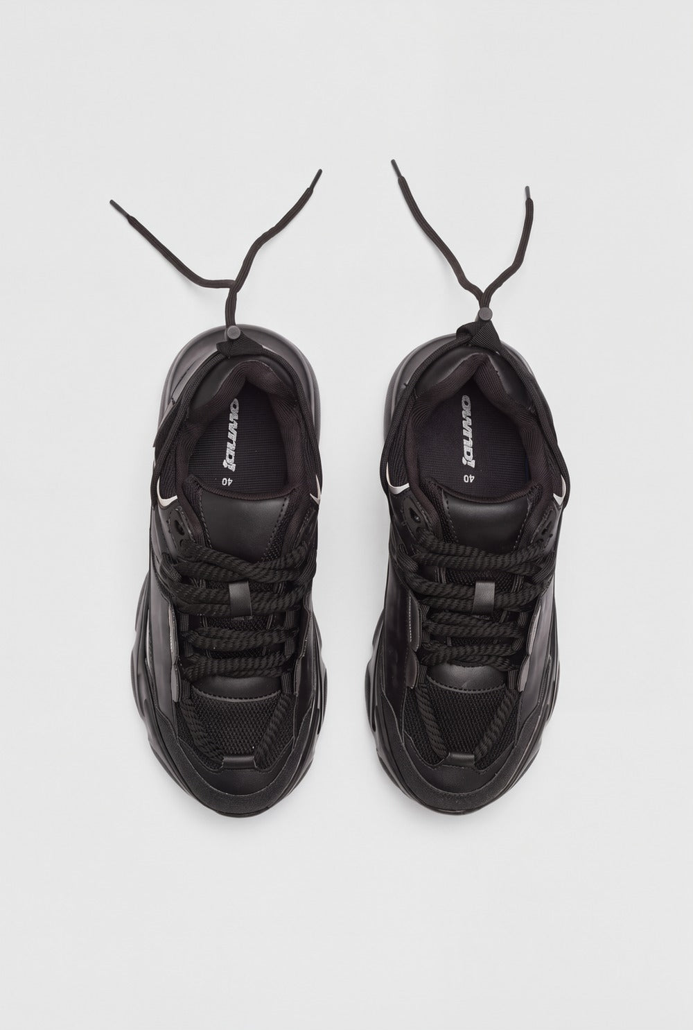 Mens Black Chunky Lace-Up Sneaker - Image 3