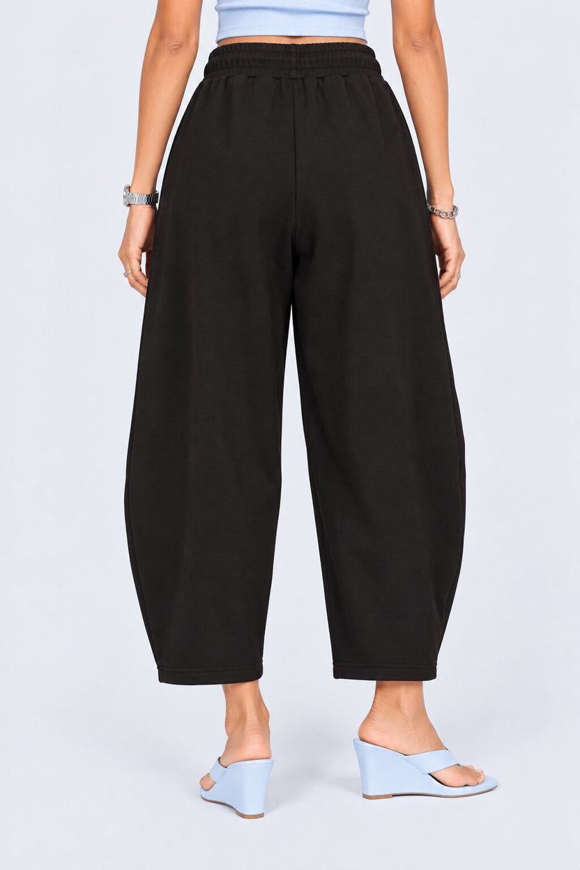 Womens Barrel Fit Solid Black Pant - Image 5